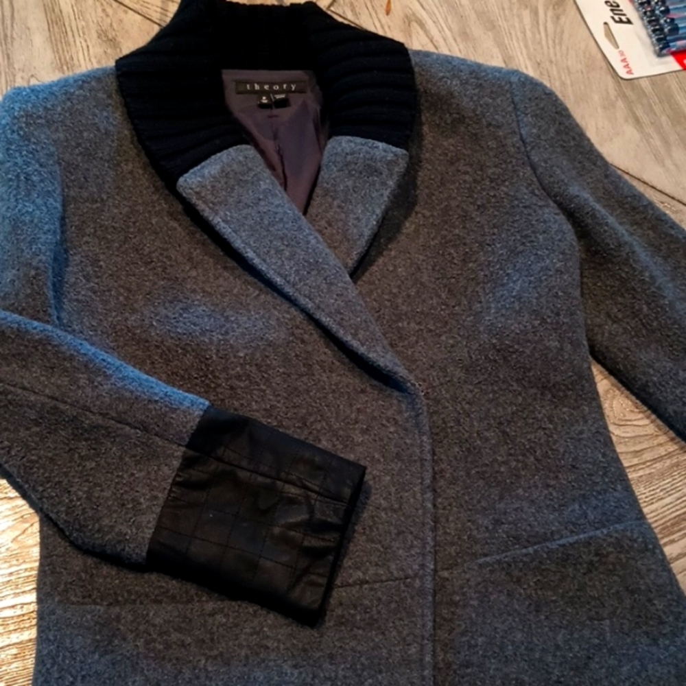 THEORY GREY WOOL/ CASHMERE BLEND JACKET